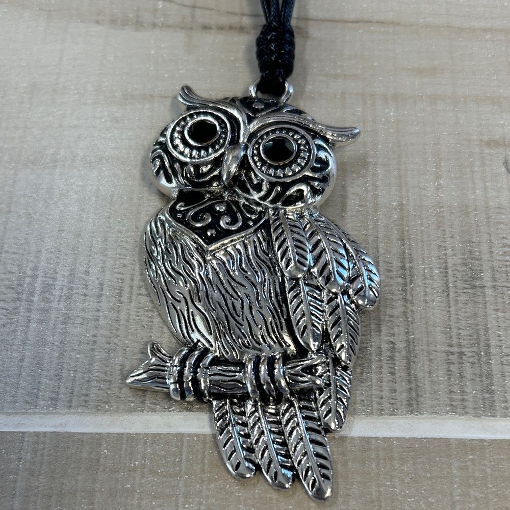 Silver Owl Pendant Necklace
